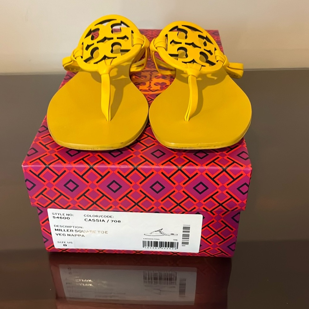 Tory Burch all leather square toe miller